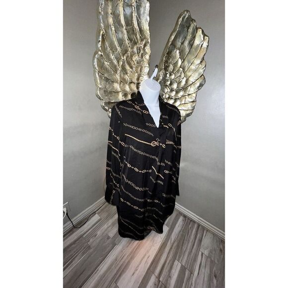 Ann Taylor Tunic Lined Mini Dress Black with Equestrian Chain, Size Medium - Picture 2 of 16